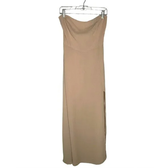Reformation 6 Ingrid Strapless Maxi Dress Gown Nude Pale Pink Side Slit Blush - Picture 2 of 8
